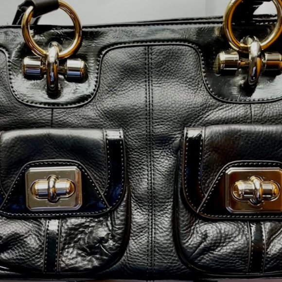 A Makowsky purse--black leather, large and rectangular - Picture 1 of 6